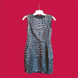 Nanette Lepore sleeveless silk sheath dress size 2 animal print leopard